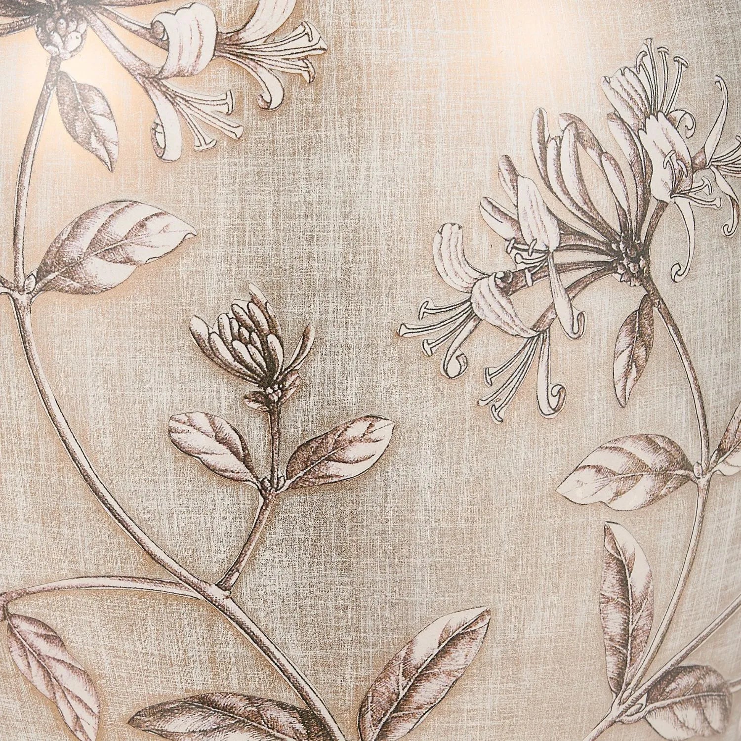 Jenny Worrall Honeysuckle & Foliage Cream Champagne Gold Glass Table Lamp with Almond Cream Silk Knife Pleat Tapered Shade | Click Style