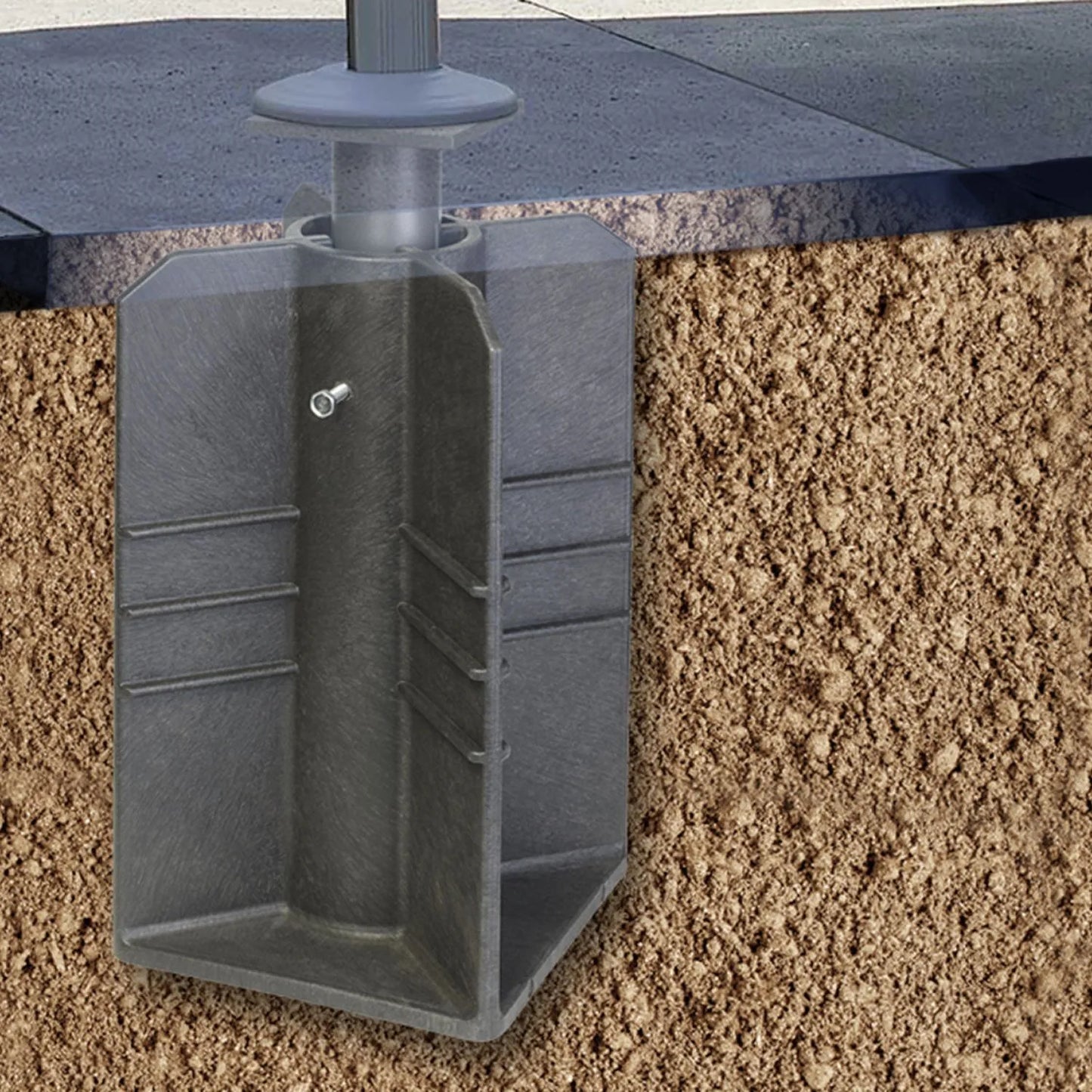 In Ground Cantilever Parasol Base – Square Flush-Fit Garden Parasol Base in Black Recycled Plastic & Steel for 3x3m Cantilever Parasols 50x29x29cm | Click Style