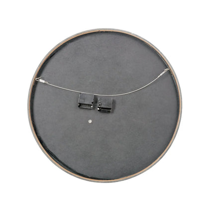 Ivory & Silver Round Wooden Wall Clock with Moving Cog Design Baton & Dot Markers Back Hanging Wire 60x7cm - Click Style