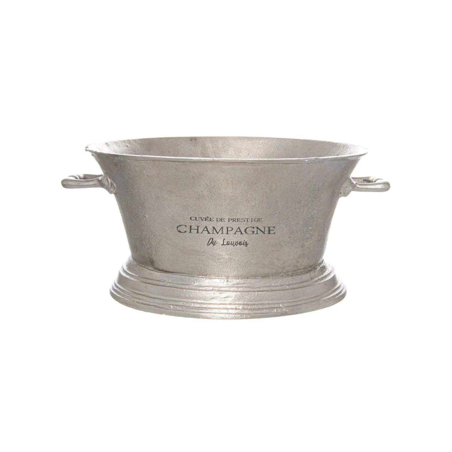 Large Antique Pewter Silver Champagne Cooler with Side Handles – Matt Metal Champagne & Wine Cooler Bucket for Ice, Prosecco, Beer & Party Drinks, Vintage Oval Drinks Tub Centrepiece for Dining Table, Home Bar, Dining Room, Kitchen or Drinks Trolley 23x48x35cm | Click Style