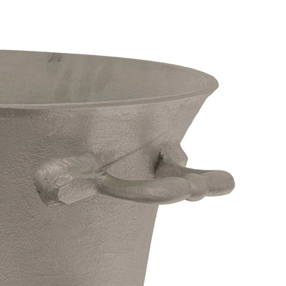 Large Antique Pewter Silver Champagne Cooler with Side Handles – Matt Metal Champagne & Wine Cooler Bucket for Ice, Prosecco, Beer & Party Drinks, Vintage Oval Drinks Tub Centrepiece for Dining Table, Home Bar, Dining Room, Kitchen or Drinks Trolley 23x48x35cm | Click Style