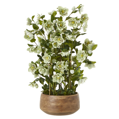 Large Artificial Green Hellebore Plant in Textured Pot – Realistic Faux Plant 85x52cm - Click Style