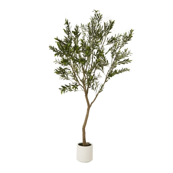 Large Artificial Olive Tree in White Pot with Black Olives 240cm Tall Faux Olive Tree - Click Style