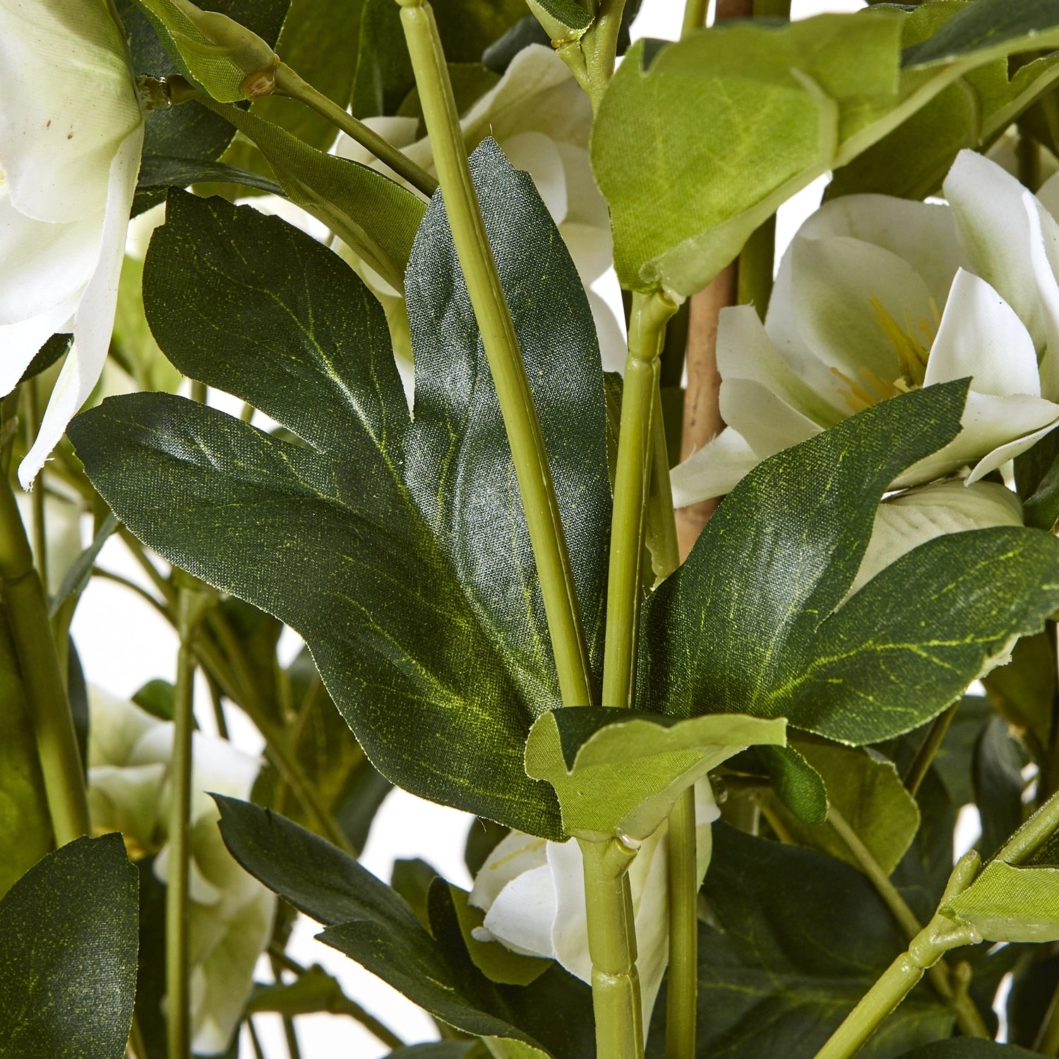 Large Artificial White Hellebore Plant in Grey Pot – Realistic Faux Plant 85x52cm  Click Style