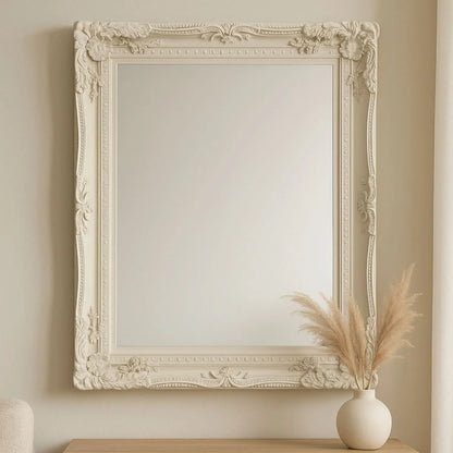 Large Baroque Rectangular Cream Wall Mirror 120x89.5x9.5cm – Click Style