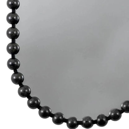 Large Black Bobbin Wall Mirror with Raised Bobbin Frame – Oval Racetrack Pill Shaped Decorative Mirror 90x60x5cm – Close-Up of Lower Curved Bobbin Frame | Click Style
