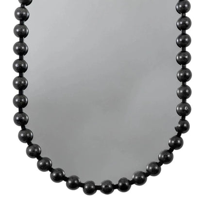 Large Black Bobbin Wall Mirror with Raised Bobbin Frame – Oval Racetrack Pill Shaped Decorative Mirror 90x60x5cm – Lower Frame & Rounded Bobbin Detail | Click Style