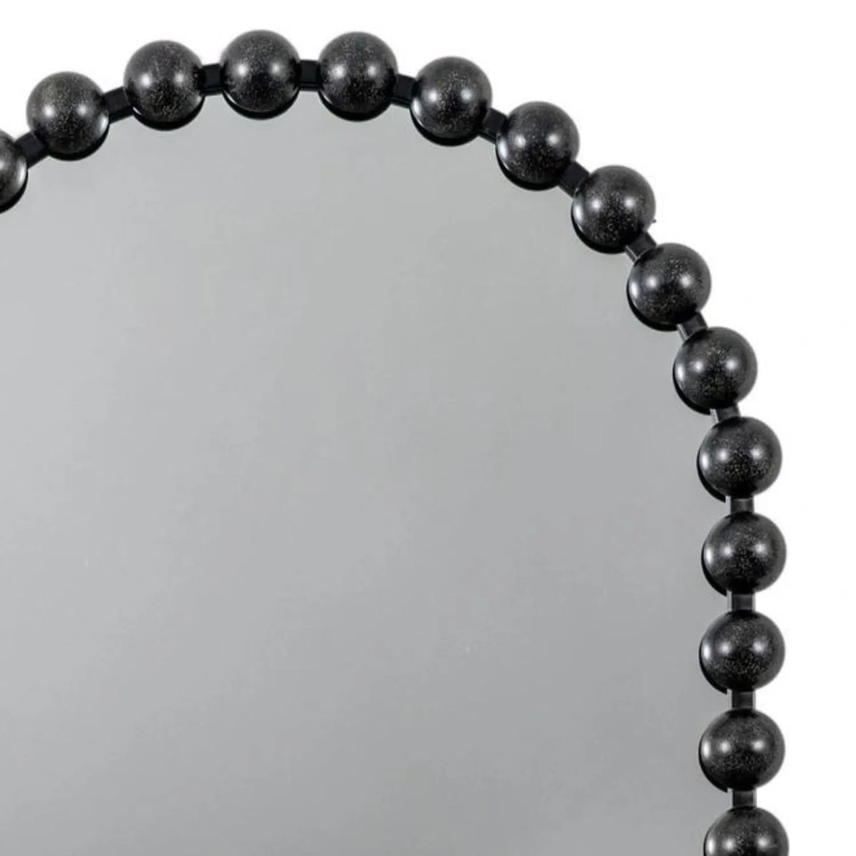 Large Black Bobbin Wall Mirror with Raised Bobbin Frame – Oval Racetrack Pill Shaped Decorative Mirror 90x60x5cm – Close-Up of Upper Black Bobbin Frame | Click Style