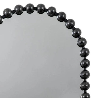 Large Black Bobbin Wall Mirror with Raised Bobbin Frame – Oval Racetrack Pill Shaped Decorative Mirror 90x60x5cm – Close-Up of Upper Black Bobbin Frame | Click Style