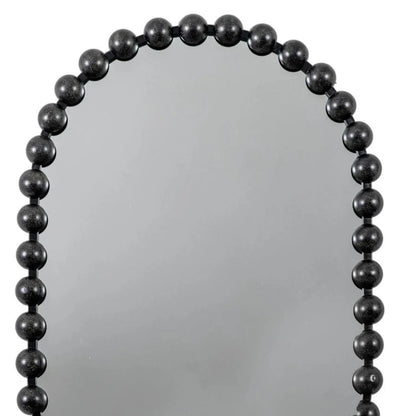 Large Black Bobbin Wall Mirror with Raised Bobbin Frame – Oval Racetrack Pill Shaped Decorative Mirror 90x60x5cm – Upper Frame & Raised Bobbin Detail | Click Style