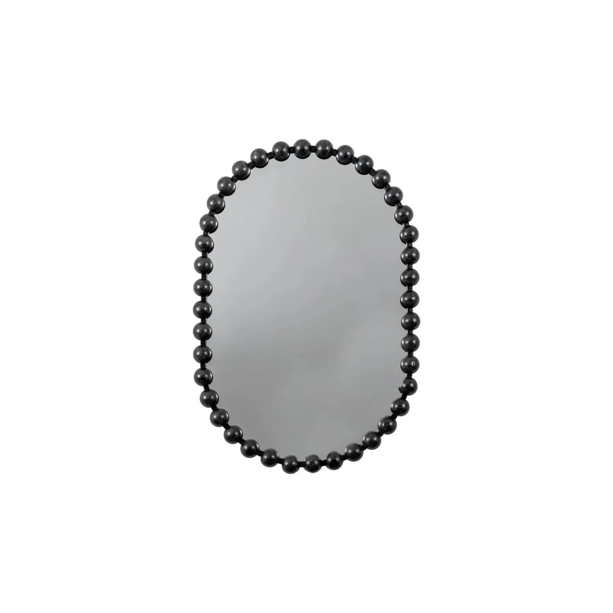 Large Black Bobbin Wall Mirror with Raised Bobbin Frame – Oval Racetrack Pill Shaped Decorative Mirror 90x60x5cm – Full Front View | Click Style