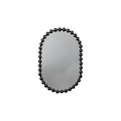 Large Black Bobbin Wall Mirror with Raised Bobbin Frame – Oval Racetrack Pill Shaped Decorative Mirror 90x60x5cm – Full Front View | Click Style