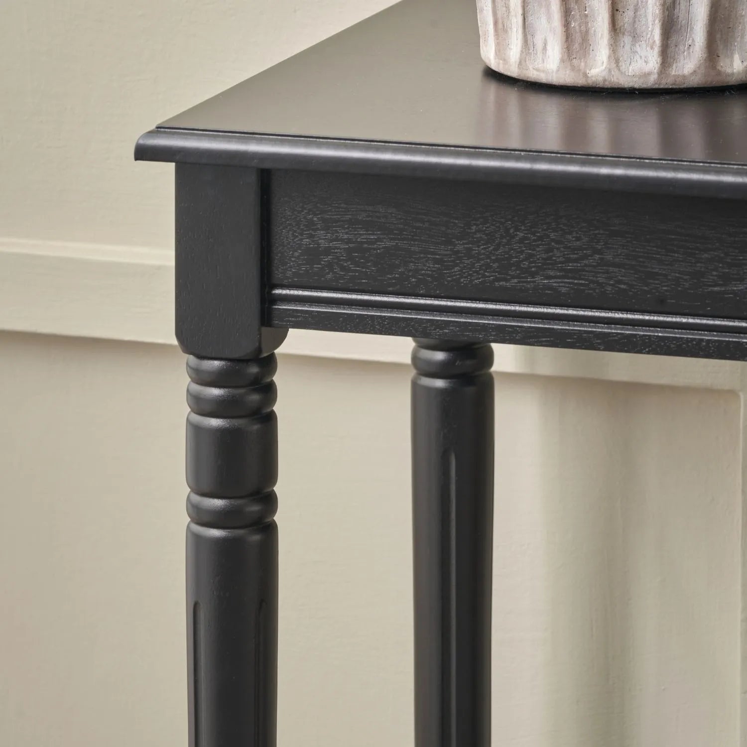 Large Black Wooden Console Table with Shelf – Long 160cm Pine Hallway Console Table with Turned Legs & Lower Storage 80x160x40cm | Click Style