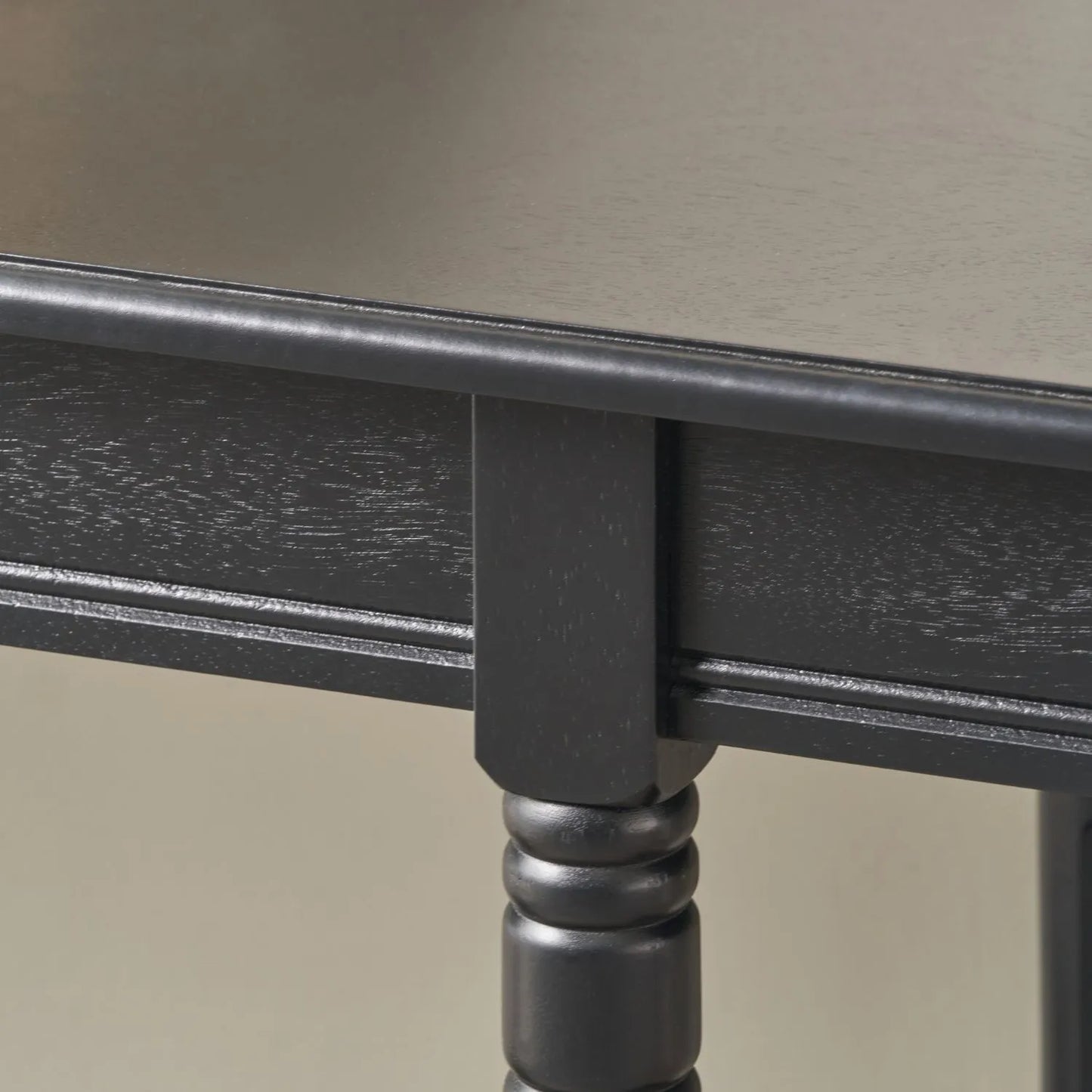 Large Black Wooden Console Table with Shelf – Long 160cm Pine Hallway Console Table with Turned Legs & Lower Storage 80x160x40cm | Click Style