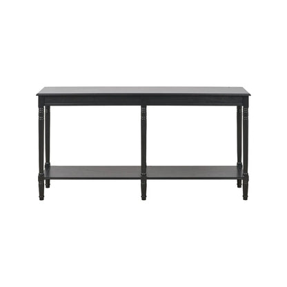 Large Black Wooden Console Table with Shelf – Long 160cm Pine Hallway Console Table with Turned Legs & Lower Storage 80x160x40cm | Click Style