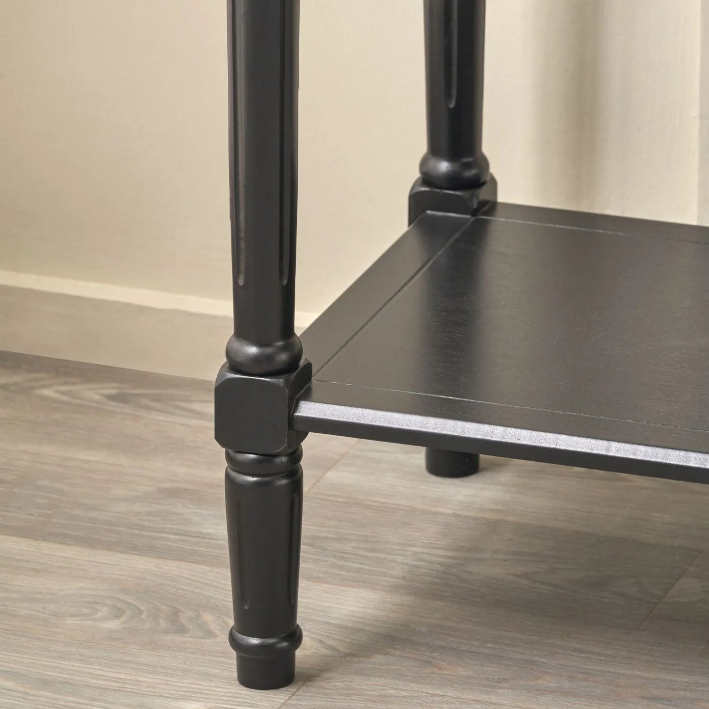 Large Black Wooden Console Table with Shelf – Long 160cm Pine Hallway Console Table with Turned Legs & Lower Storage 80x160x40cm | Click Style