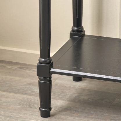 Large Black Wooden Console Table with Shelf – Long 160cm Pine Hallway Console Table with Turned Legs & Lower Storage 80x160x40cm | Click Style