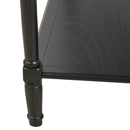 Large Black Wooden Console Table with Shelf – Long 160cm Pine Hallway Console Table with Turned Legs & Lower Storage 80x160x40cm | Click Style