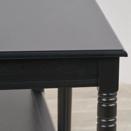 Large Black Wooden Console Table with Shelf – Long 160cm Pine Hallway Console Table with Turned Legs & Lower Storage 80x160x40cm | Click Style