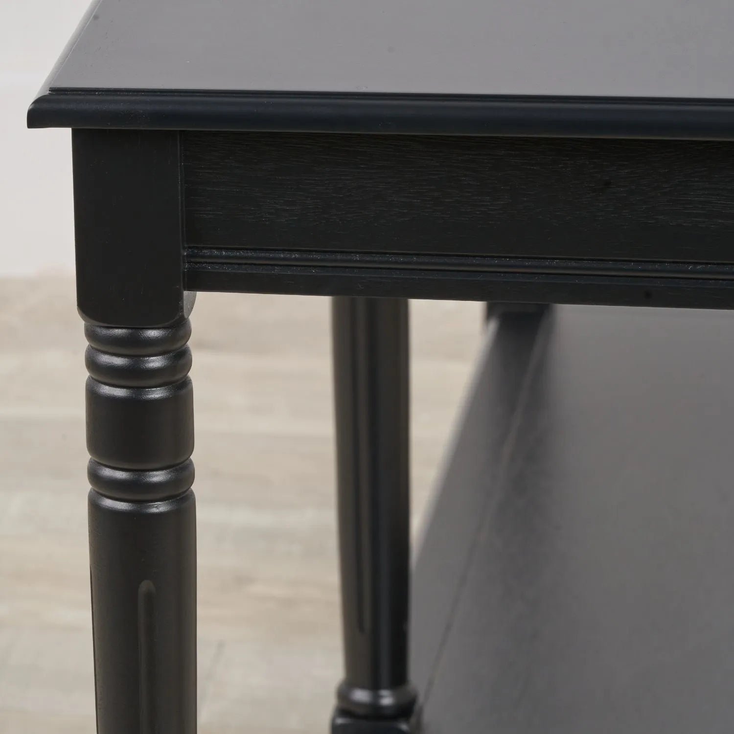 Large Black Wooden Console Table with Shelf – Long 160cm Pine Hallway Console Table with Turned Legs & Lower Storage 80x160x40cm | Click Style