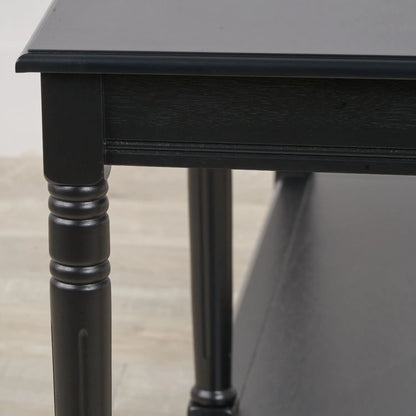 Large Black Wooden Console Table with Shelf – Long 160cm Pine Hallway Console Table with Turned Legs & Lower Storage 80x160x40cm | Click Style