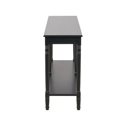 Large Black Wooden Console Table with Shelf – Long 160cm Pine Hallway Console Table with Turned Legs & Lower Storage Side 80x160x40cm | Click Style