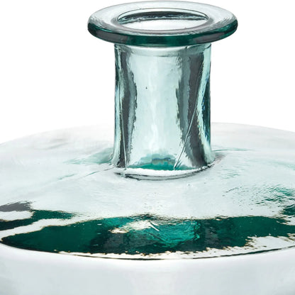 Large Clear Recycled Glass Bottle Vase with Narrow Neck – Wide Decorative Floor Vase 45x35x35cm – Close-Up of Narrow Neck & Thick Rolled Glass Rim | Click Style