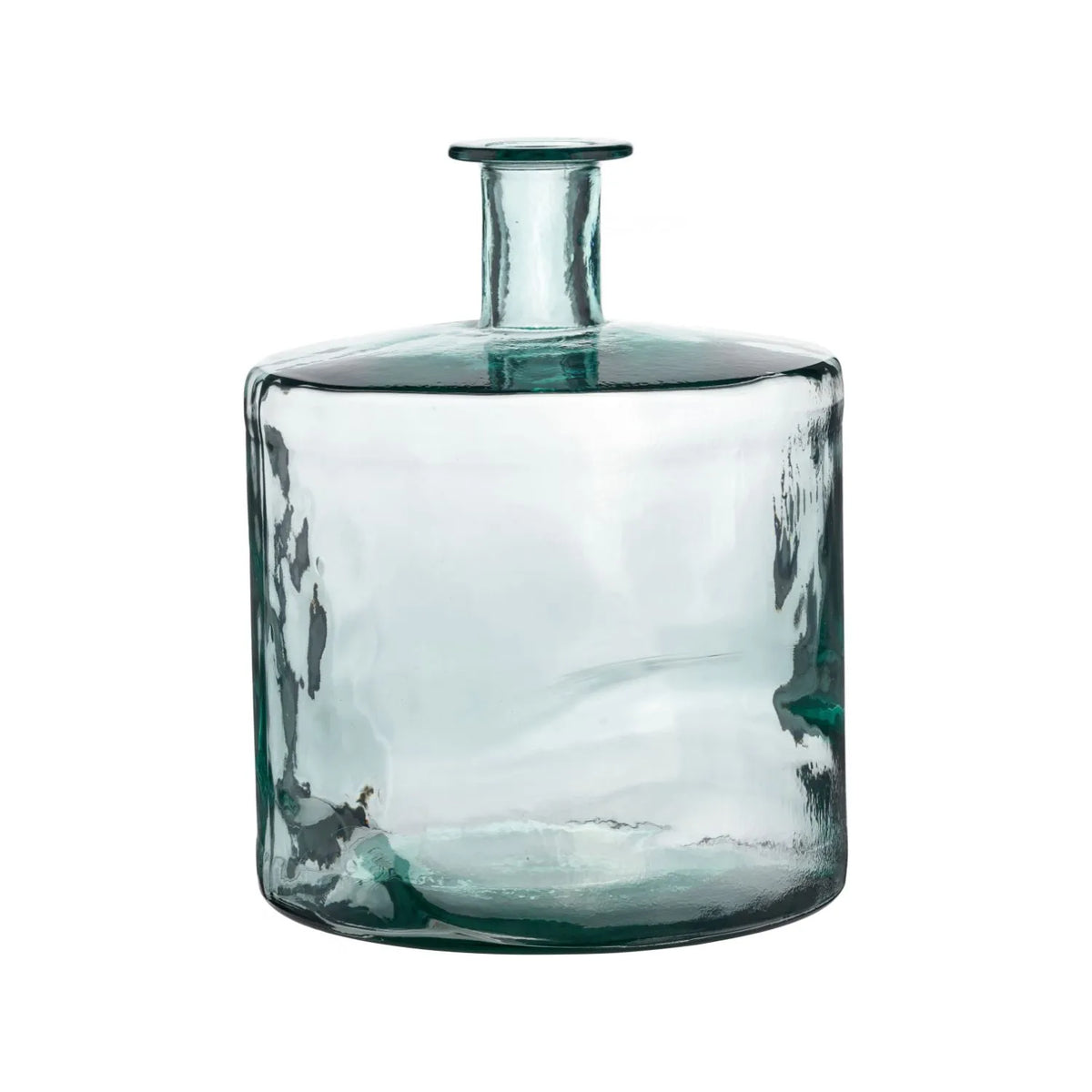 Large Clear Recycled Glass Bottle Vase with Narrow Neck – Wide Decorative Floor Vase 45x35x35cm – Front View Showing Clear Recycled Glass Finish | Click Style
