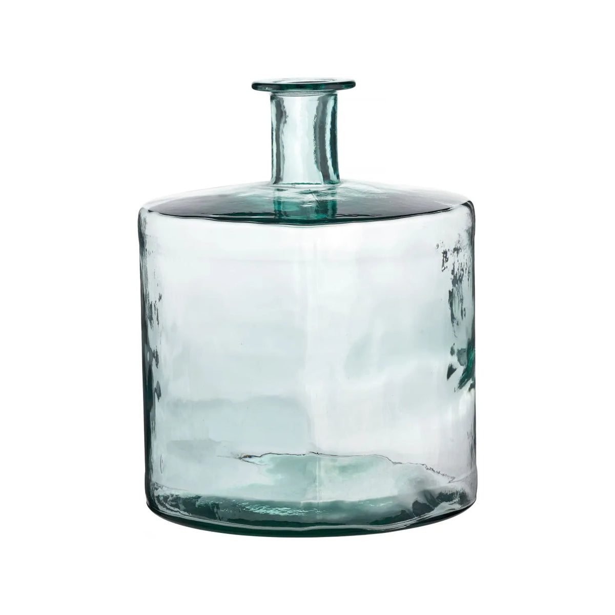 Large Clear Recycled Glass Bottle Vase with Narrow Neck – Wide Decorative Floor Vase 45x35x35cm – Alternative Front View Showing Narrow Neck & Rounded Shoulders | Click Style