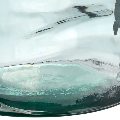 Large Clear Recycled Glass Bottle Vase with Narrow Neck – Wide Decorative Floor Vase 45x35x35cm – Close-Up of Thick Recycled Glass Base & Natural Texture | Click Style