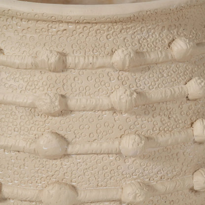 Large Cream Bobbled Fibrestone Planter with Rolled Rim & Raised Textured Detail – Decorative Indoor Plant Pot 39x42x42cm close-up of raised bobble detailing and textured finish | Click Style
