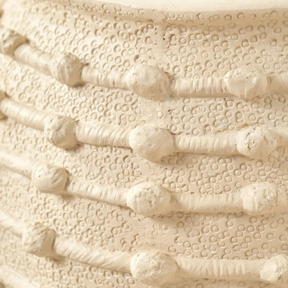 Large Cream Bobbled Fibrestone Planter with Rolled Rim & Raised Textured Detail – Decorative Indoor Plant Pot 39x42x42cm close-up of cream bobbled and textured surface | Click Style