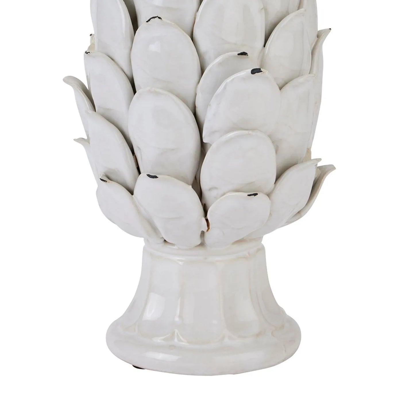 Large Cream Ceramic Artichoke Ornament on Pedestal Stand with Distressed Glaze – Decorative Centrepiece for Home Decor 36x19cm - Click Style