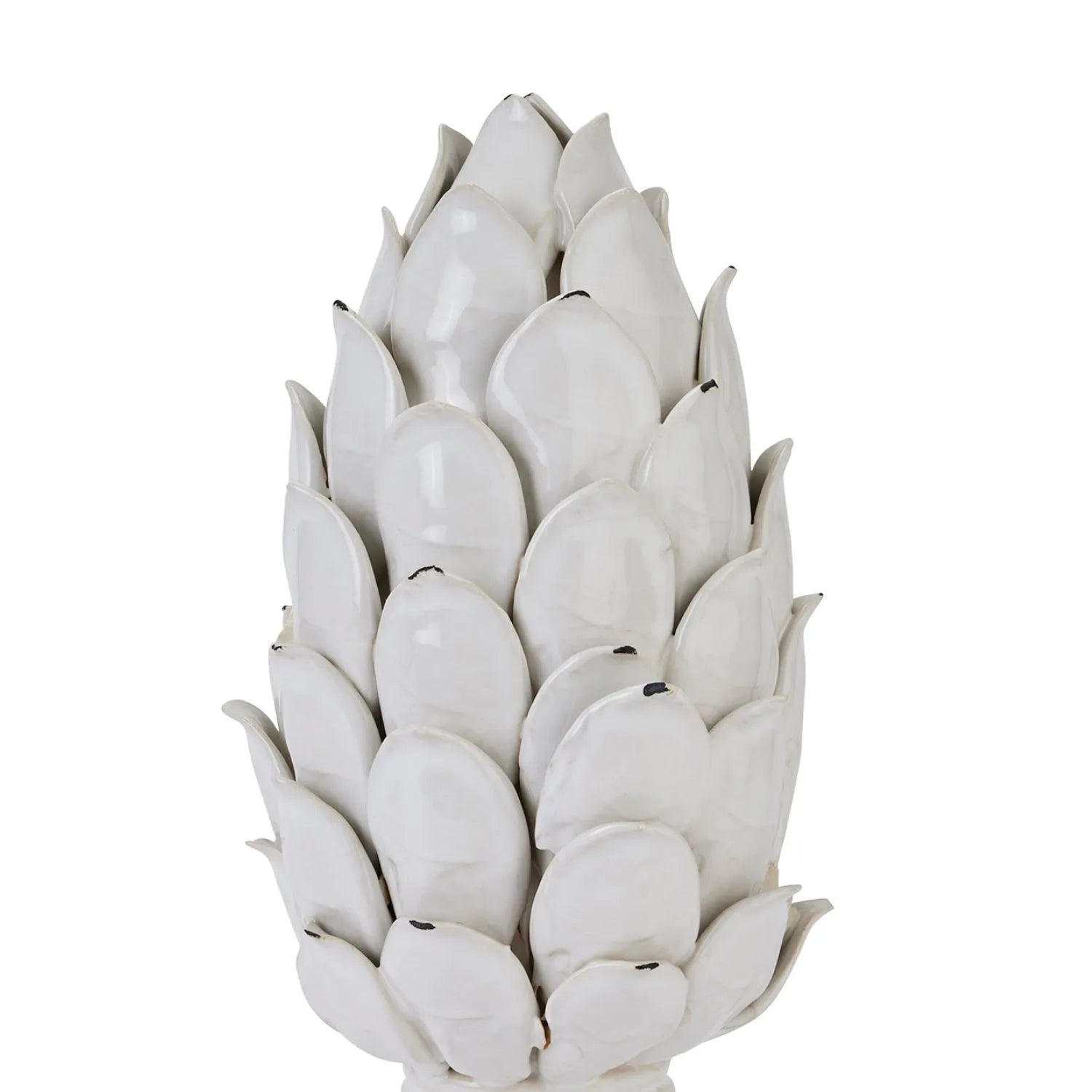 Large Cream Ceramic Artichoke Ornament on Pedestal Stand with Distressed Glaze – Decorative Centrepiece for Home Decor 36x19cm - Click Style