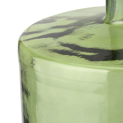 Large Forest Green Recycled Glass Bottle Vase with Narrow Neck – Wide Decorative Floor Vase 45x35x35cm – Close-Up of Rounded Shoulder & Natural Recycled Glass Texture | Click Style