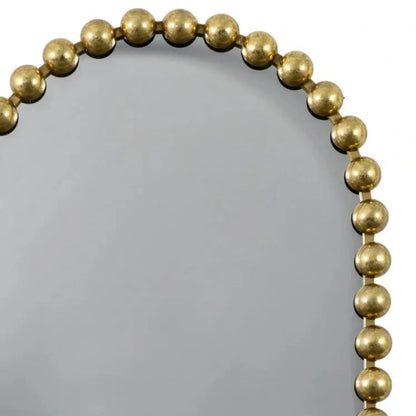 Large Gold Bobbin Wall Mirror with Raised Bobbin Frame – Oval Racetrack Pill Shaped Decorative Mirror 90x61x5cm – Curved Upper Gold Bobbin Frame Close-Up | Click Style