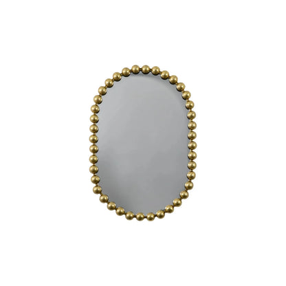 Large Gold Bobbin Wall Mirror with Raised Bobbin Frame – Oval Racetrack Pill Shaped Decorative Mirror 90x61x5cm – Full Front View | Click Style