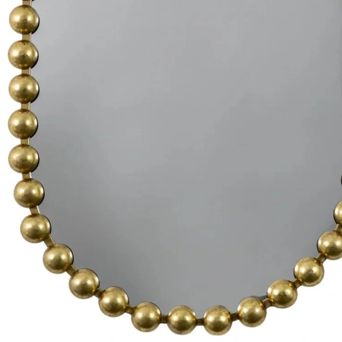 Large Gold Bobbin Wall Mirror with Raised Bobbin Frame – Oval Racetrack Pill Shaped Decorative Mirror 90x61x5cm – Curved Lower Gold Bobbin Frame Close-Up | Click Style