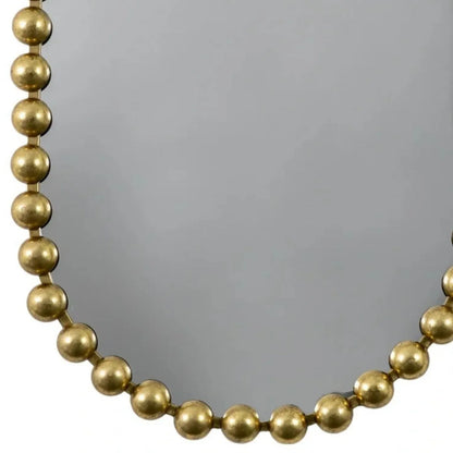 Large Gold Bobbin Wall Mirror with Raised Bobbin Frame – Oval Racetrack Pill Shaped Decorative Mirror 90x61x5cm – Curved Lower Gold Bobbin Frame Close-Up | Click Style