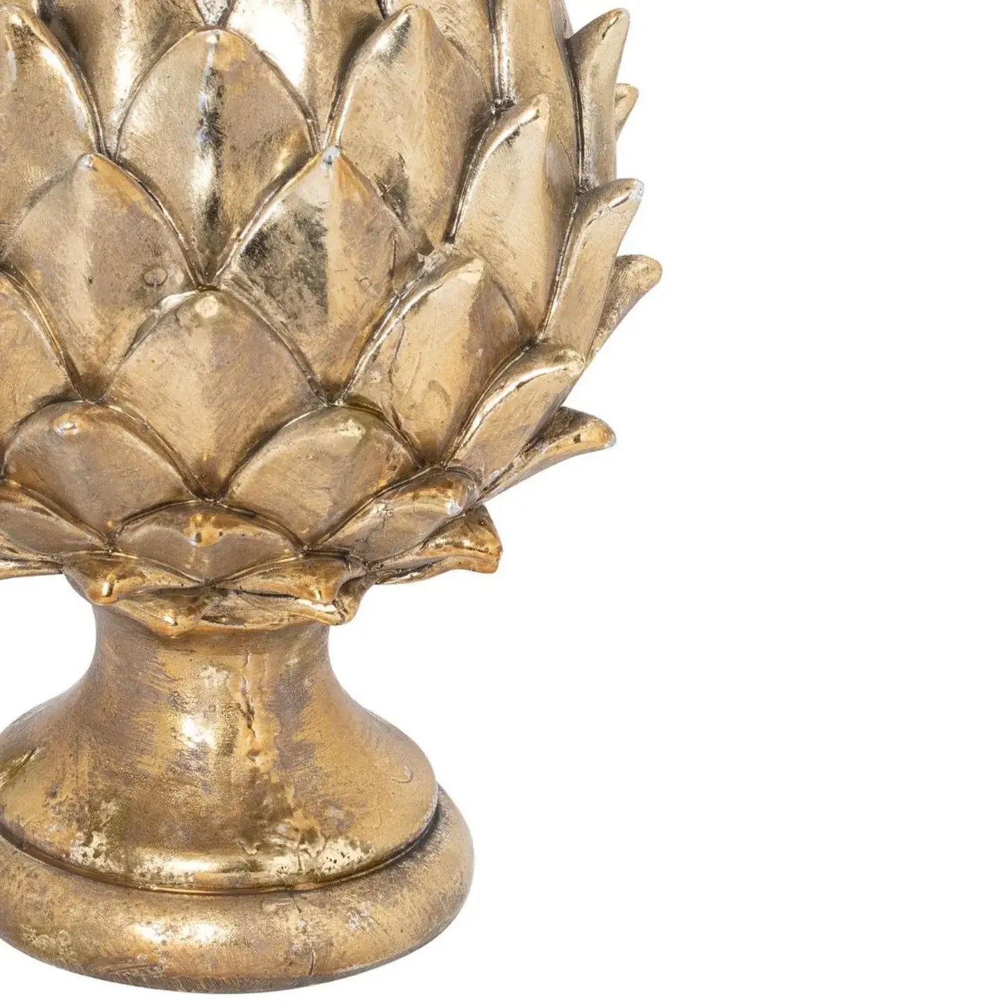 Large Gold Ceramic Pinecone Ornament on Pedestal Stand with Metallic Finish – Decorative Centrepiece for Home Decor 40x20cm - Click Style