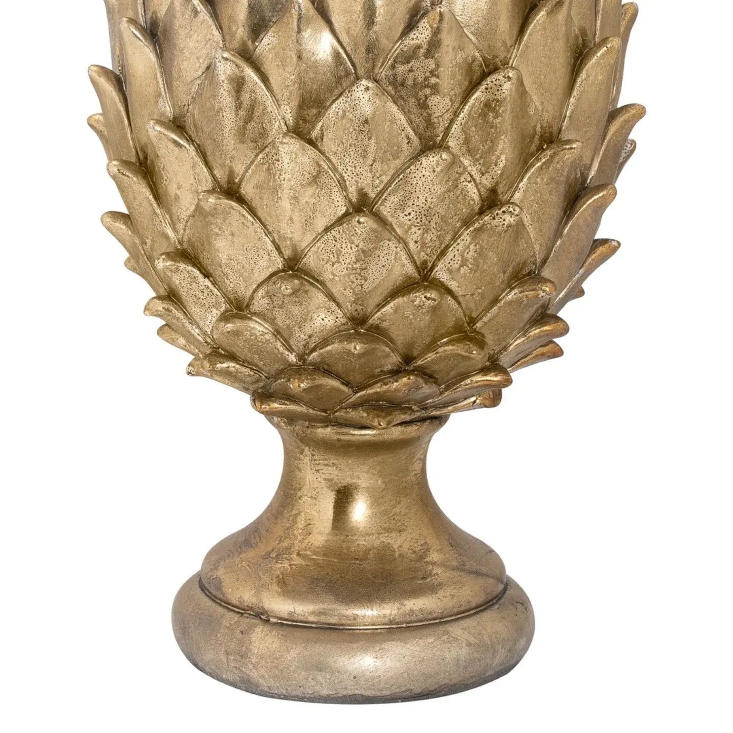 Large Gold Ceramic Pinecone Ornament on Pedestal Stand with Metallic Finish – Decorative Centrepiece for Home Decor 40x20cm - Click Style