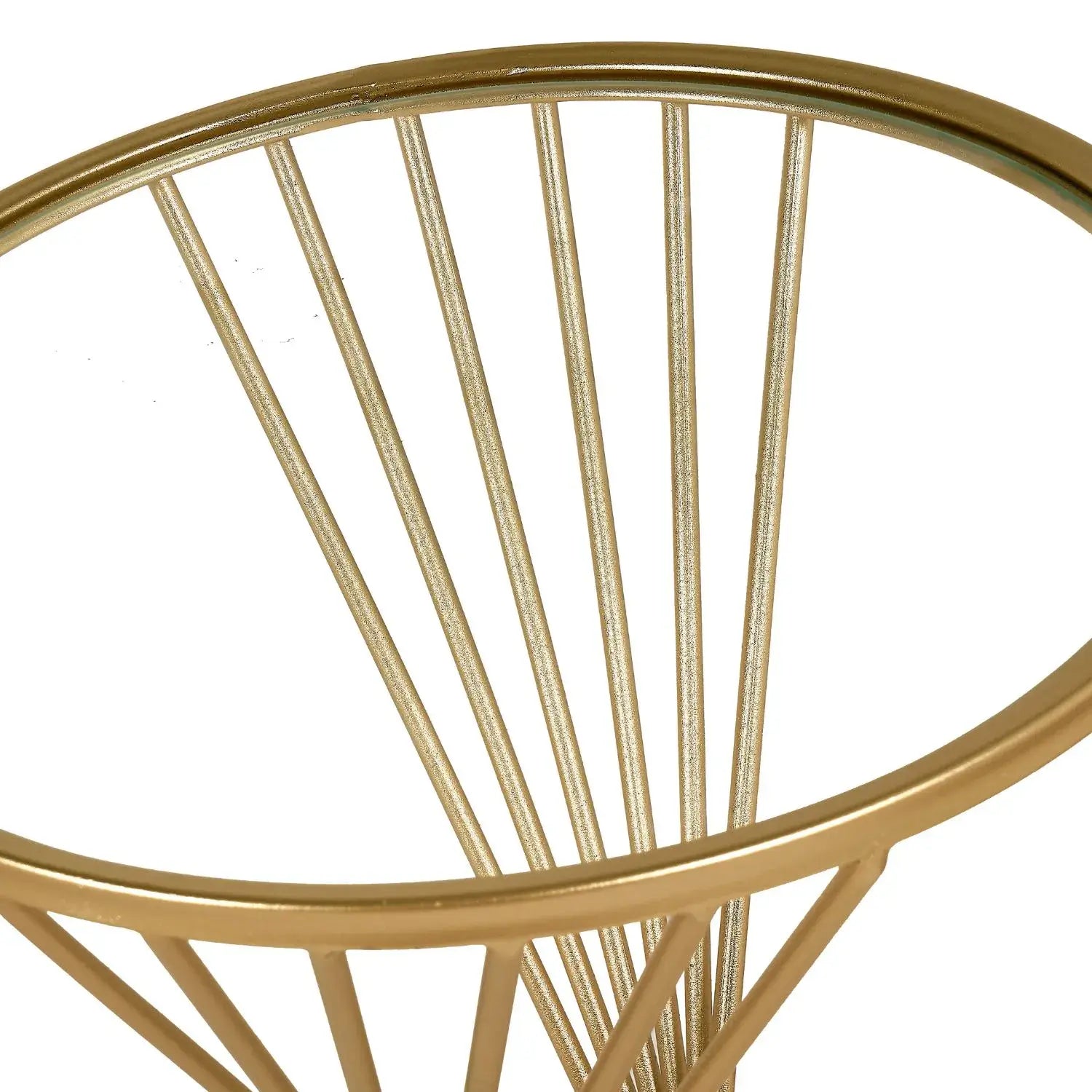 Large Gold Metal Wire Side Table with Glass Top – Modern Round Accent Table 70.5x40cm - Click Style