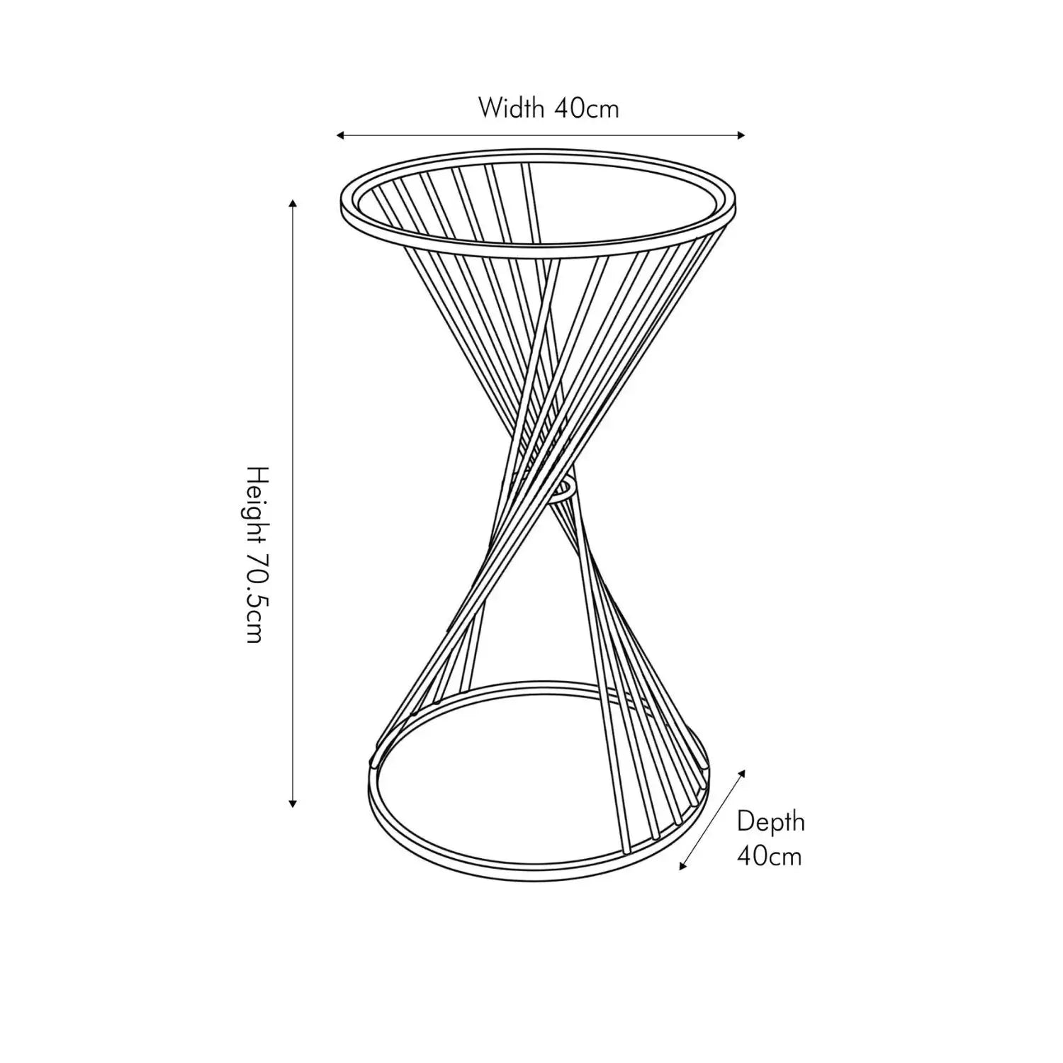 Large Gold Metal Wire Side Table with Glass Top – Modern Round Accent Table Dimensions 70.5x40cm - Click Style