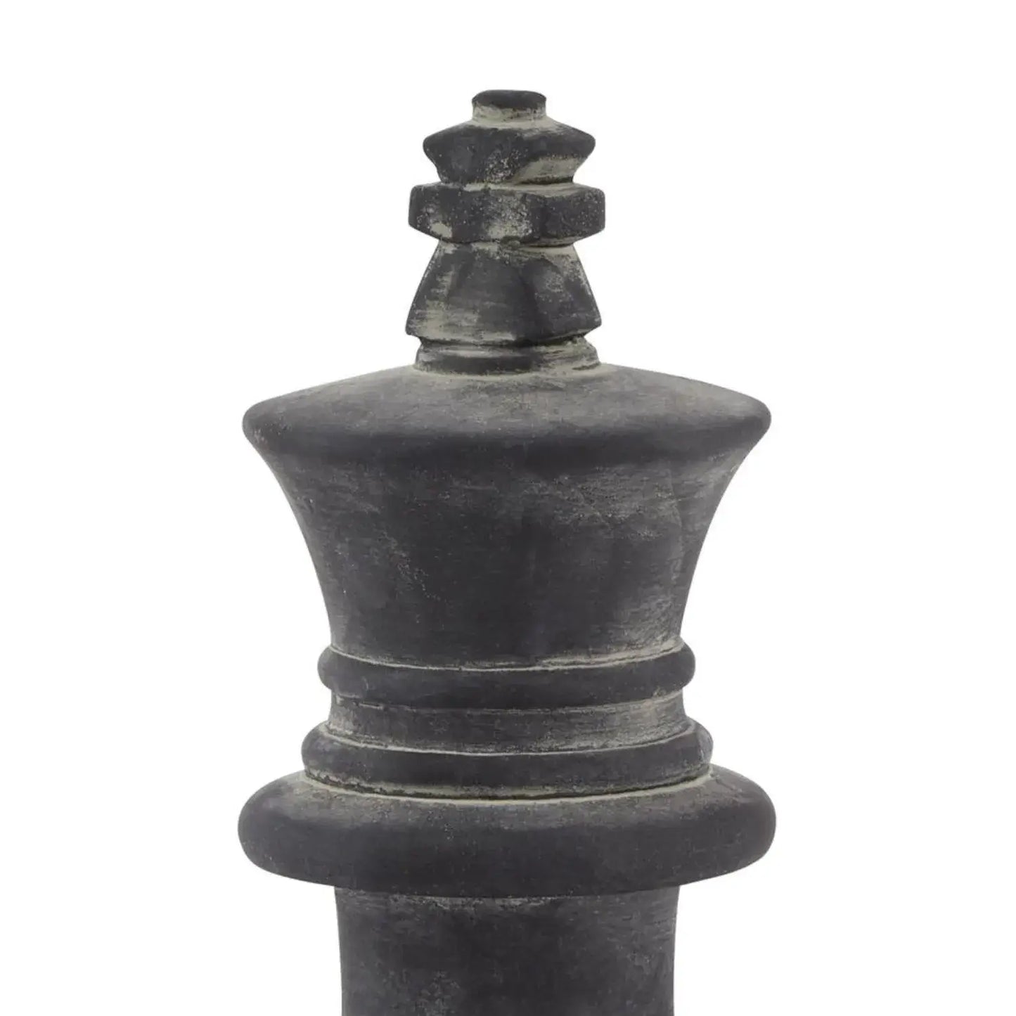 Large Grey Ceramic King Chess Piece Ornament – Weathered Stone-Effect Decorative Home Accent 28x16cm - Click Style