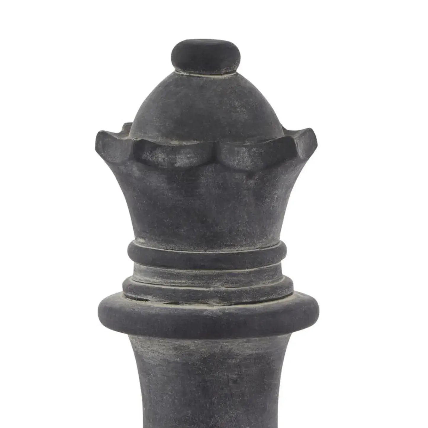 Large Grey Ceramic Queen Chess Piece Ornament – Weathered Stone-Effect Decorative Home Accent 29x16cm - Click Style