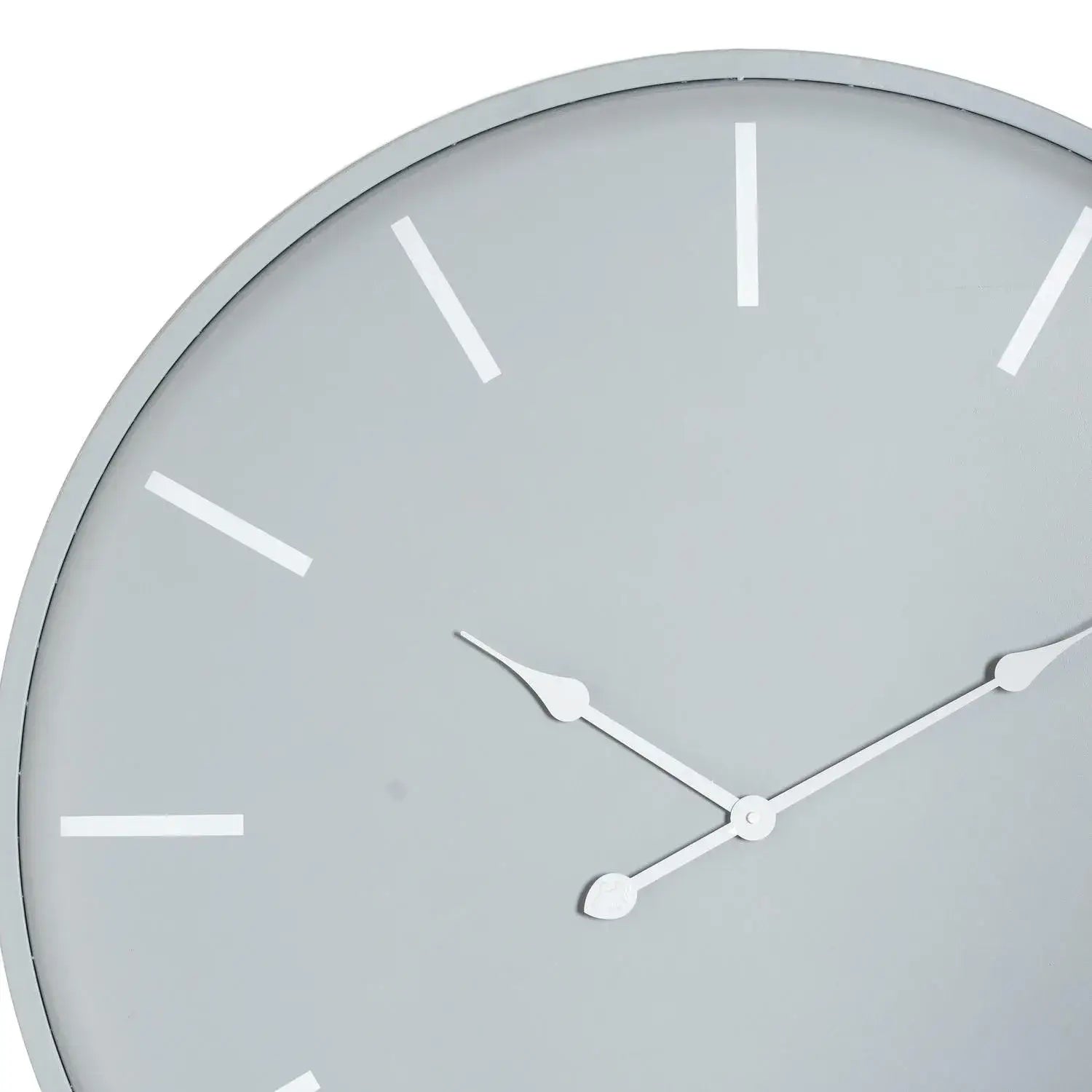 Large Grey Metal Round Wall Clock with White Baton Markers & Hands 80x80x5cm - Click Style