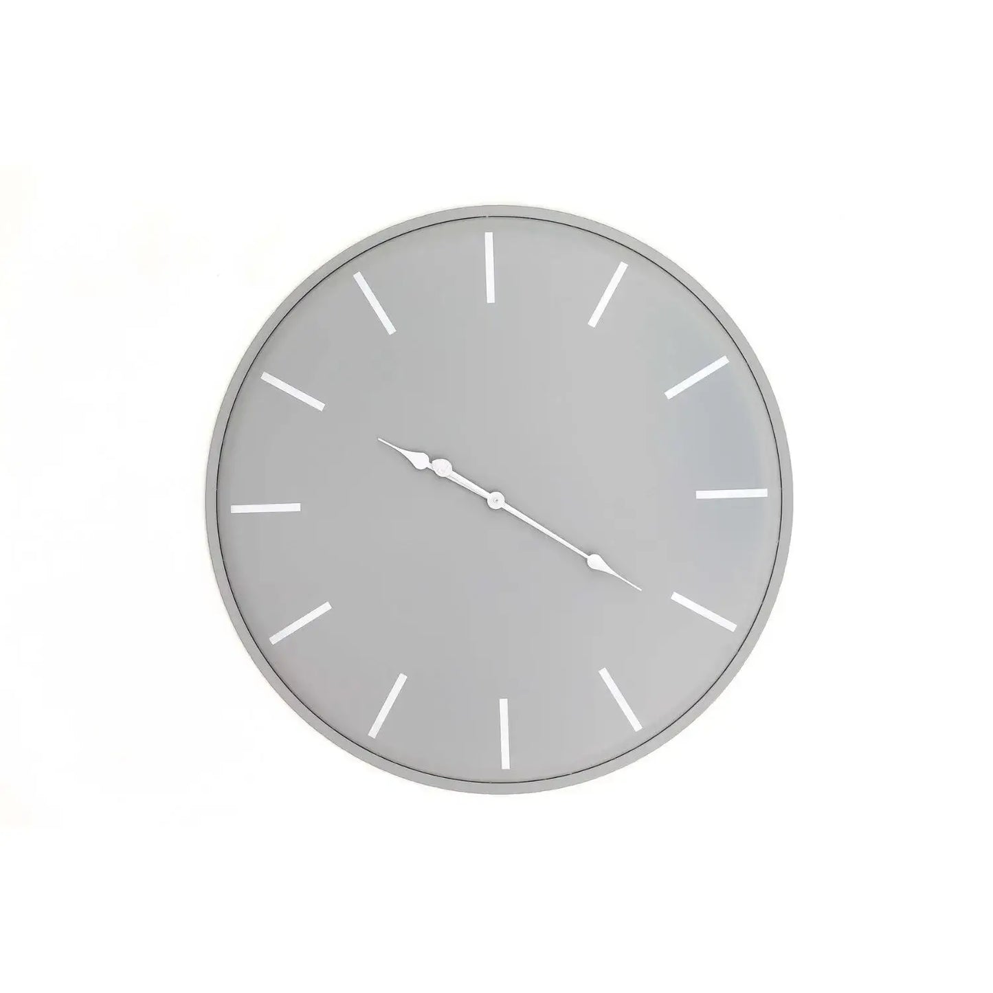 Large Grey Metal Round Wall Clock with White Baton Markers & Hands 80x80x5cm - Click Style