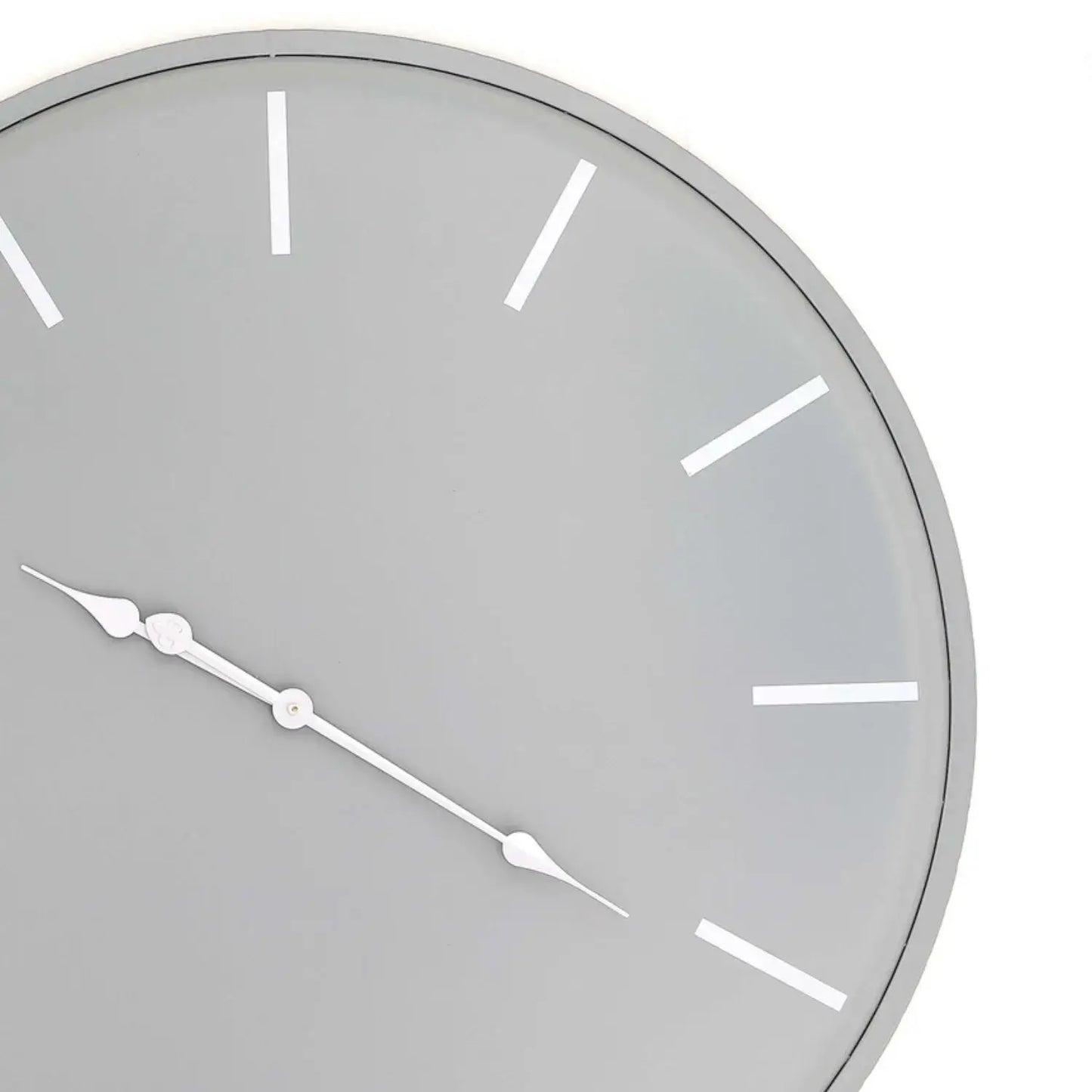 Large Grey Metal Round Wall Clock with White Baton Markers & Hands 80x80x5cm - Click Style