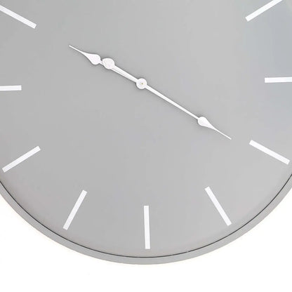 Large Grey Metal Round Wall Clock with White Baton Markers & Hands 80x80x5cm - Click Style