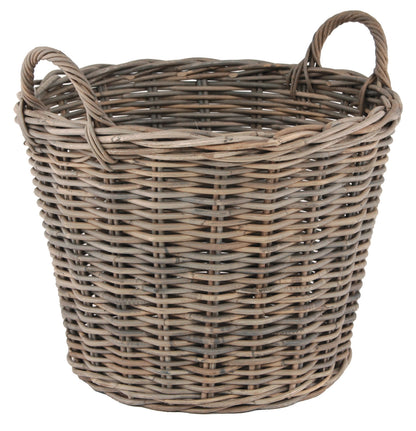 Large Grey Rattan Kubu Basket with Handles – Decorative Storage for Home Organisation 40x55cm - Click Style